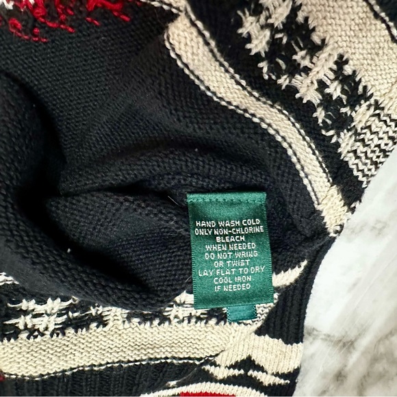 Lauren Ralph Lauren Womens Sz L Aztec Red Black Tunic Sweater Southwestern RLR - Picture 7 of 12